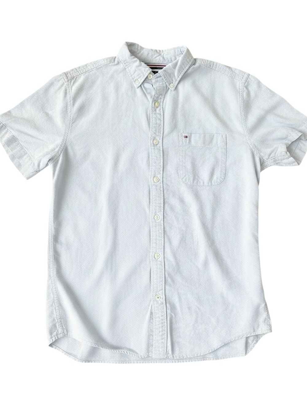 Tommy Hilfiger Summer Weight Linen Blend Oxford Light Blue Shirt Preppy Mens XL